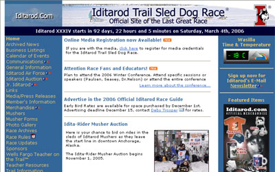 Iditarod Sled Dog Race Web Site